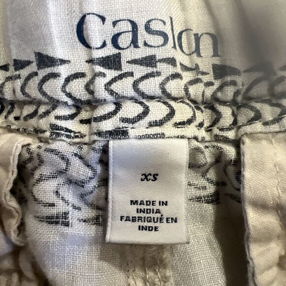 Caslon Pull On Drawstring Linen Boho Shorts Gray & Cream Woman’s XS - Picture 2 of 6